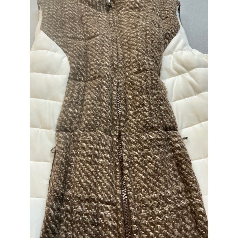 Puffer Vest Mixed Media Tweed Ruff Hewn Wool Blend Brown White Casual - Picture 16 of 16